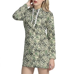 US Dollar Print Hoodie Dress