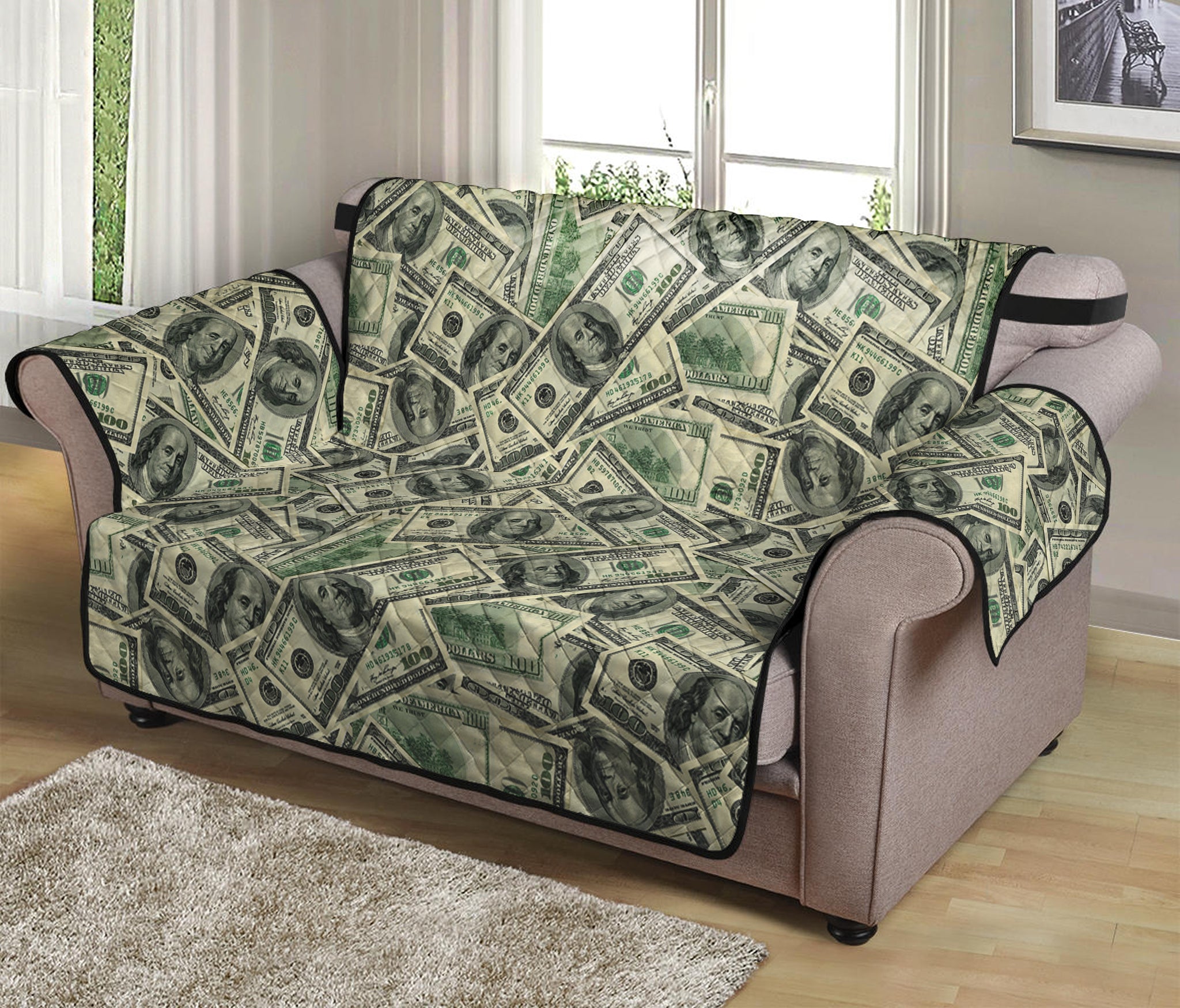 US Dollar Print Loveseat Protector