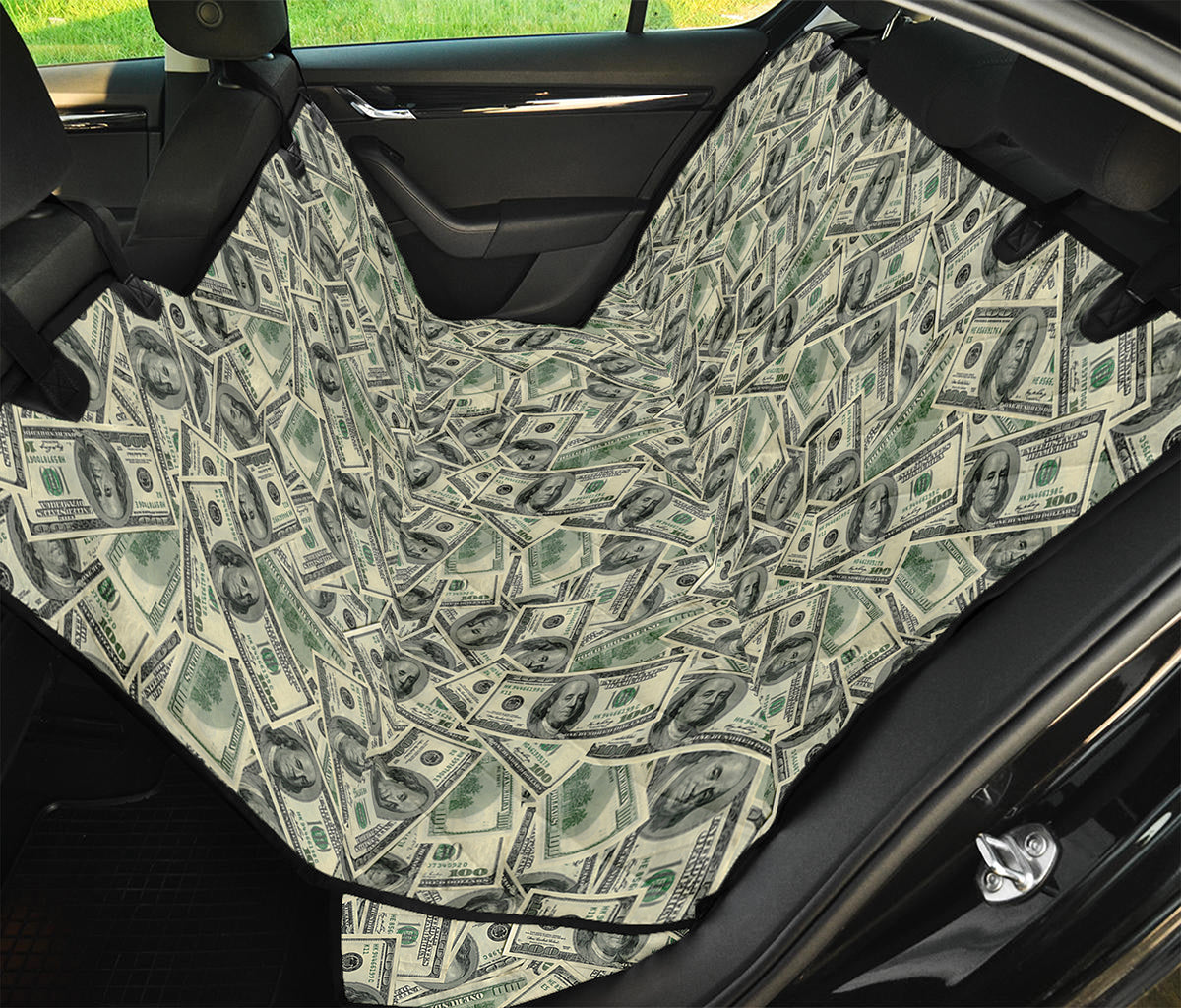 US Dollar Print Pet Car Back Seat Cover