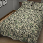 US Dollar Print Quilt Bed Set