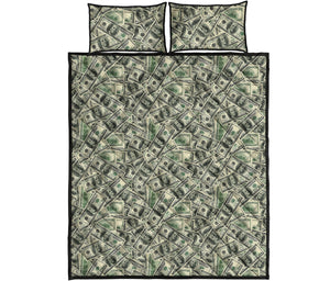 US Dollar Print Quilt Bed Set