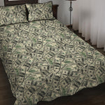 US Dollar Print Quilt Bed Set