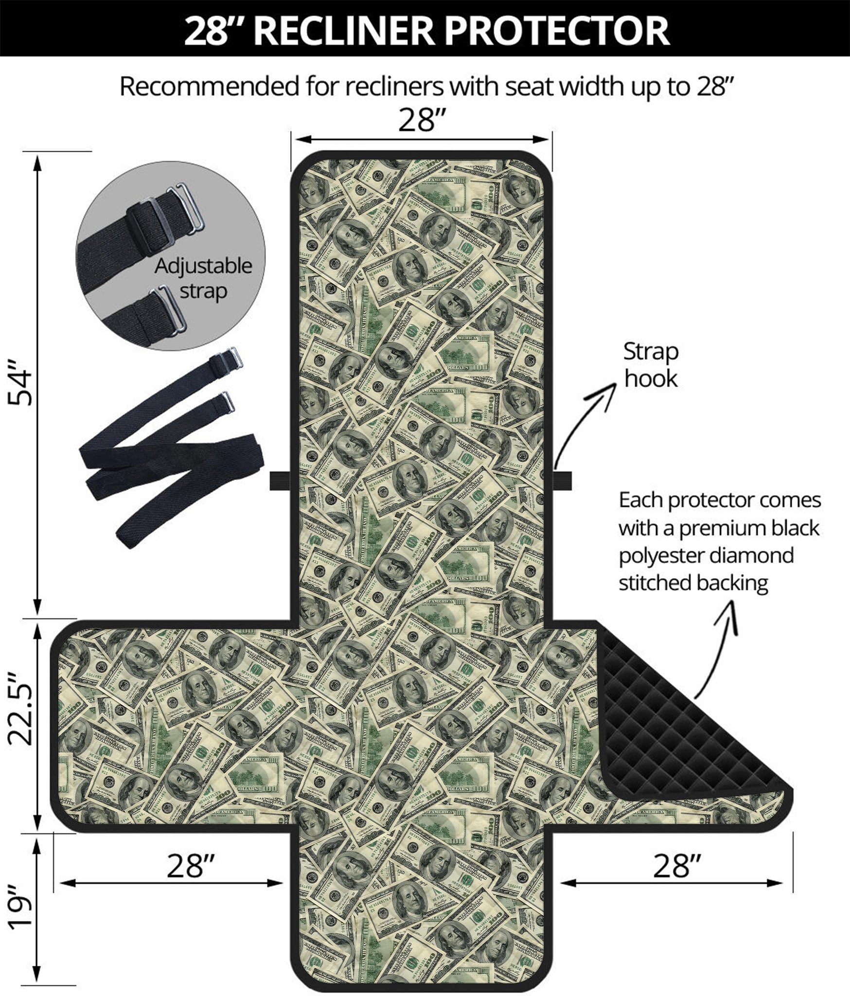 US Dollar Print Recliner Protector