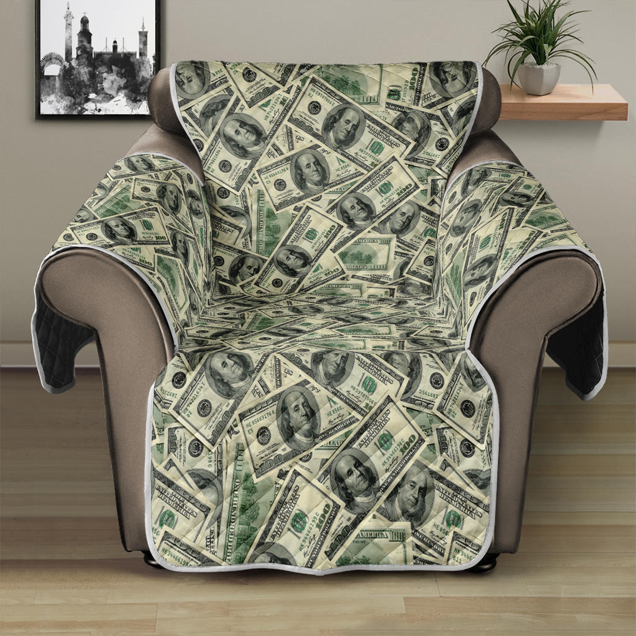 US Dollar Print Recliner Protector