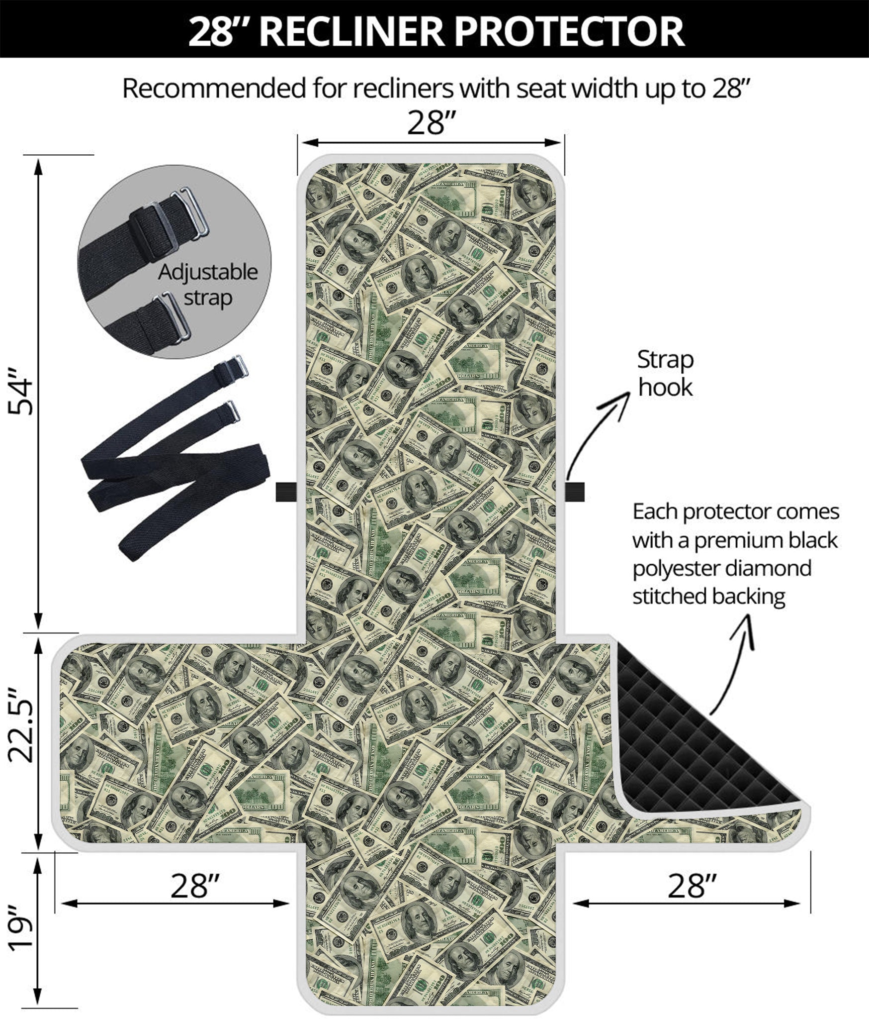 US Dollar Print Recliner Protector