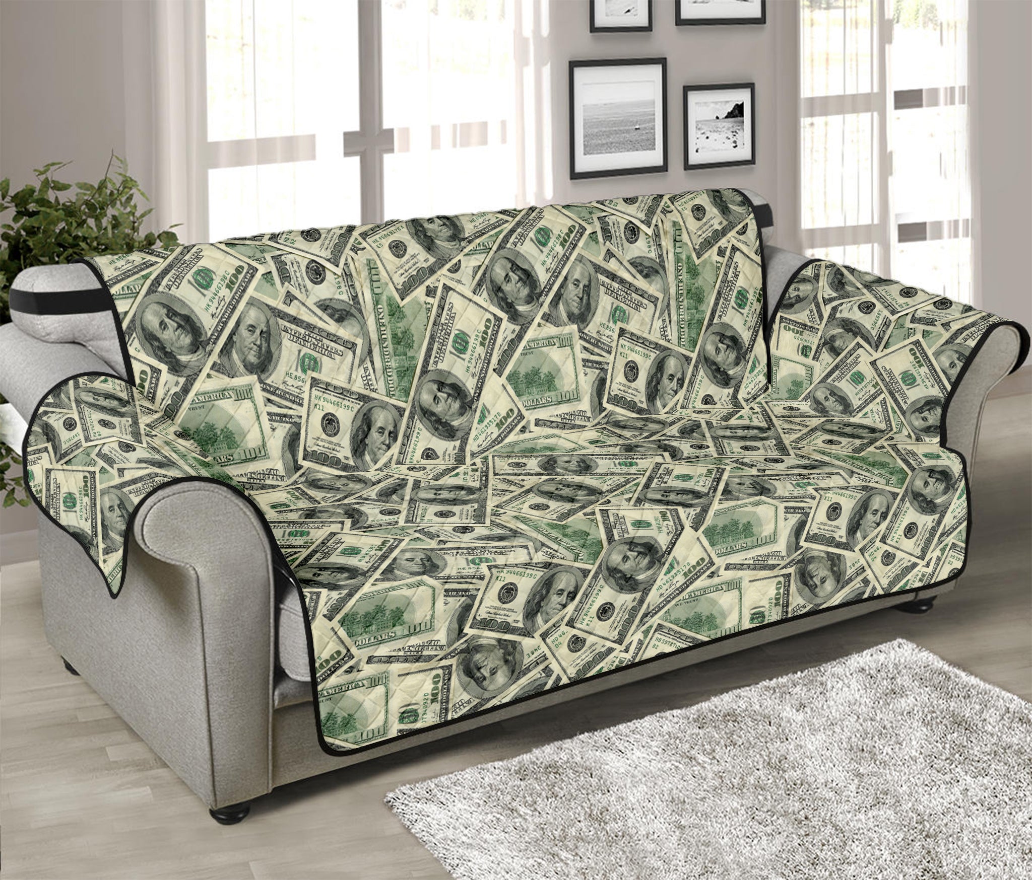 US Dollar Print Sofa Protector