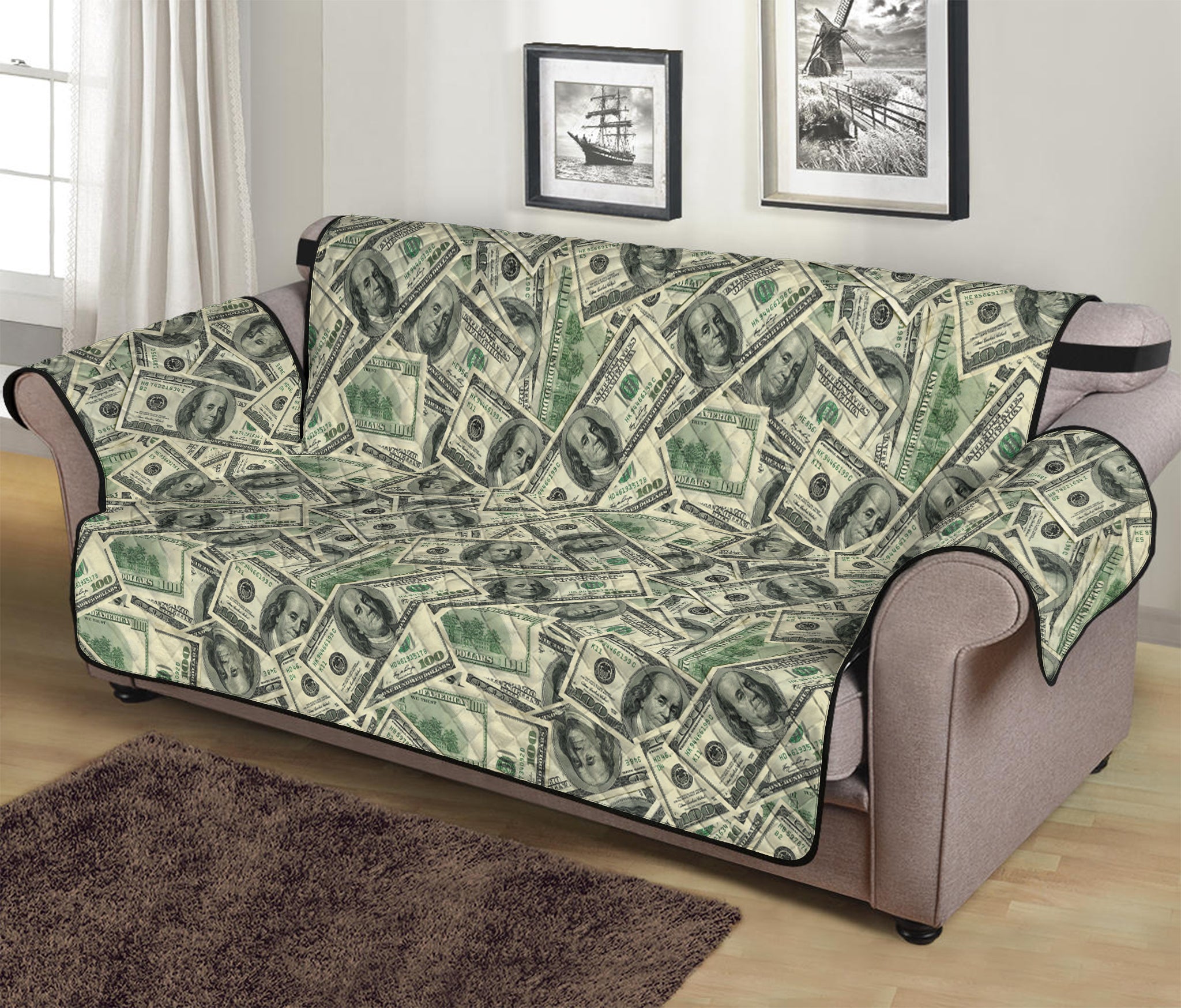 US Dollar Print Sofa Protector