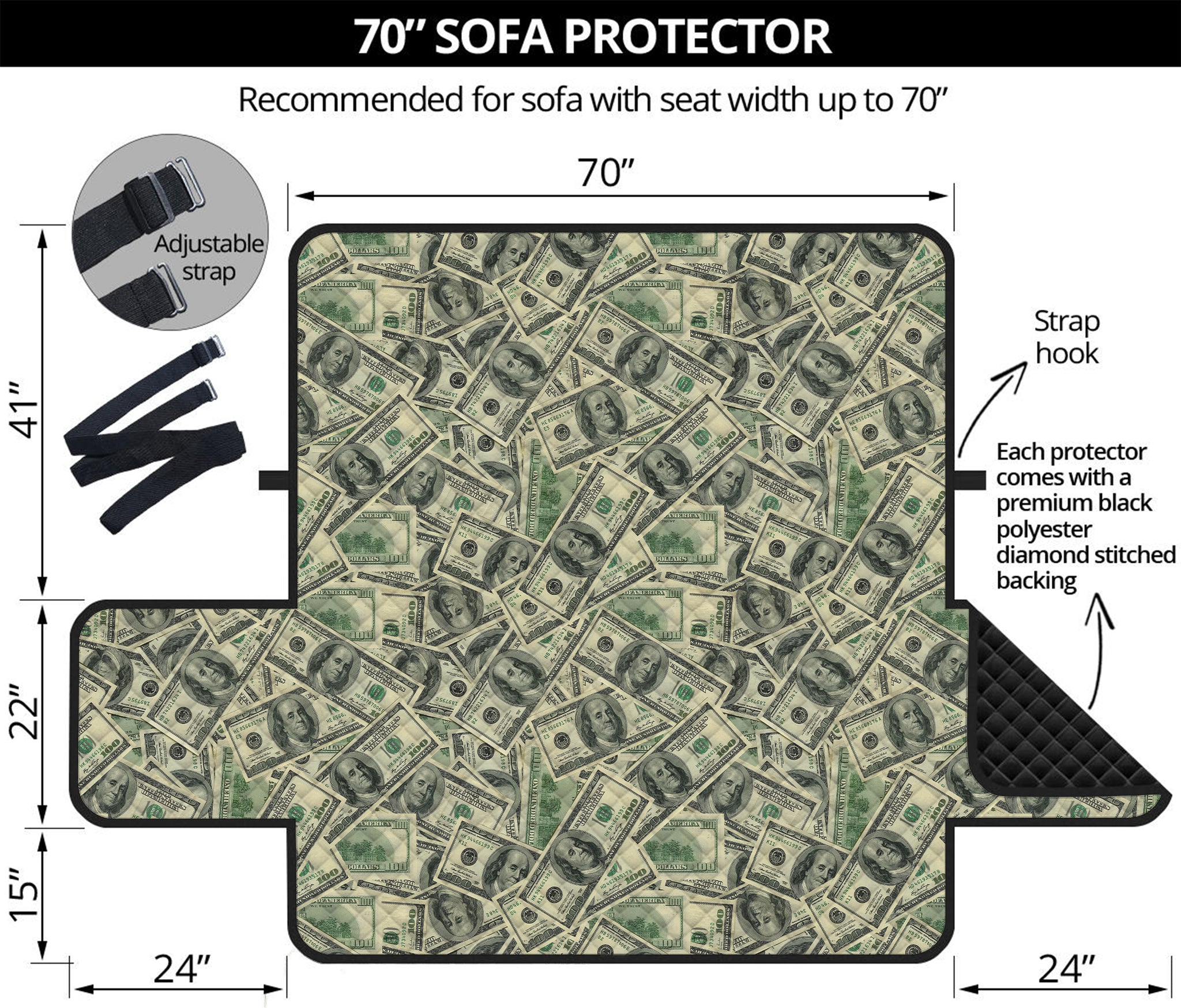 US Dollar Print Sofa Protector