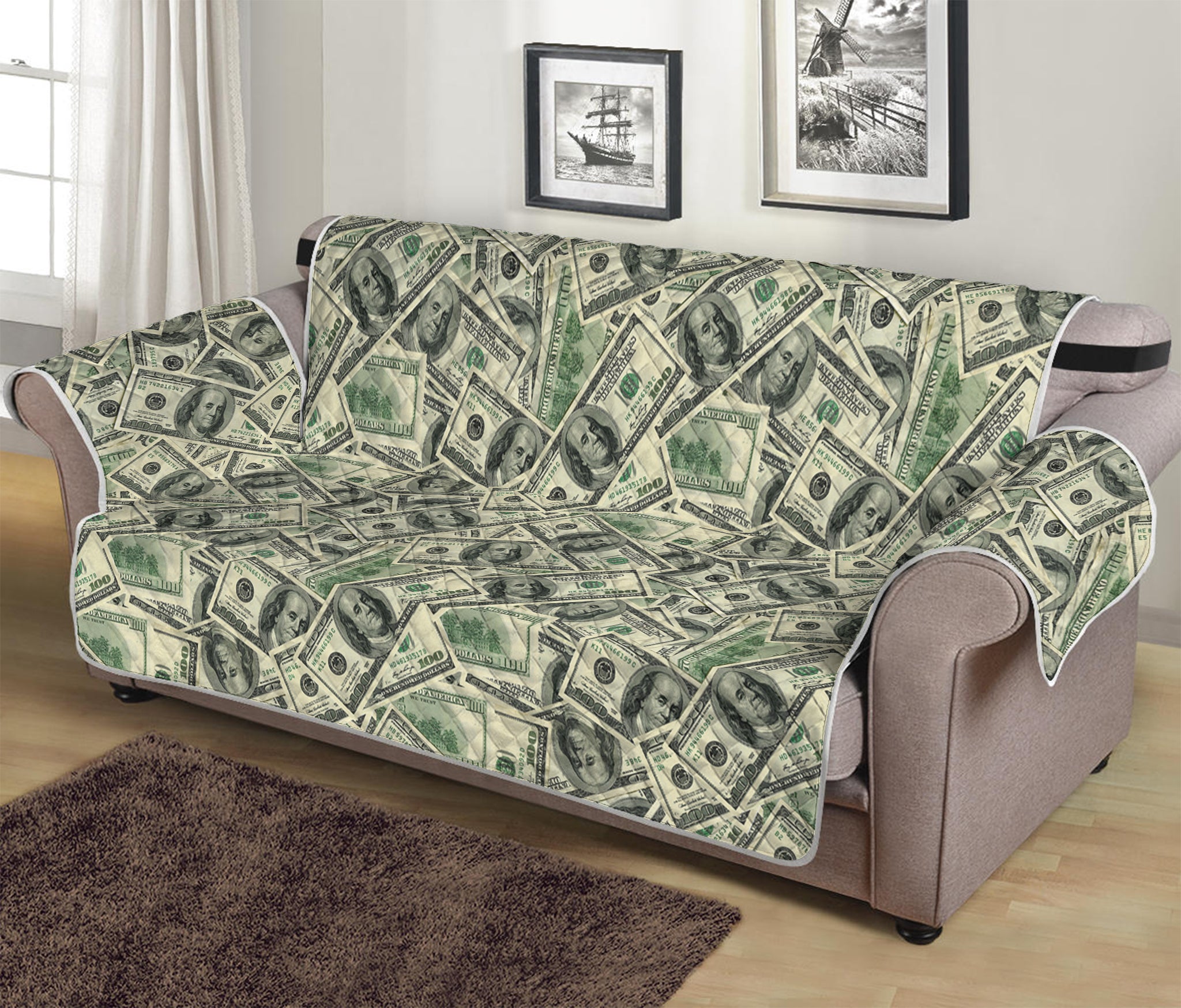 US Dollar Print Sofa Protector