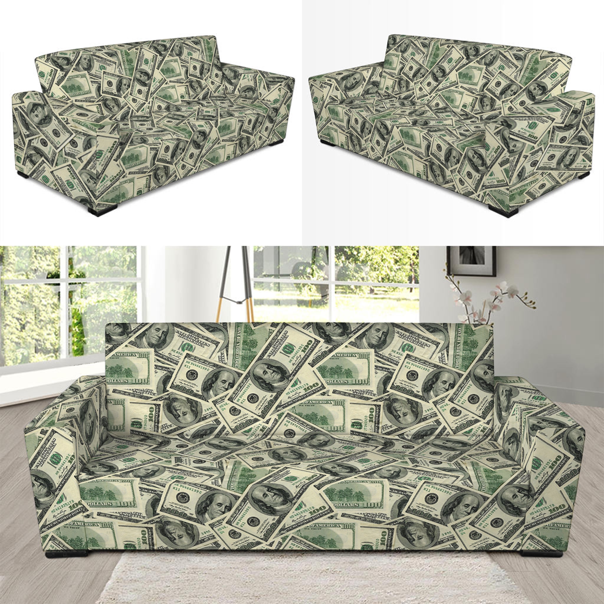 US Dollar Print Sofa Slipcover