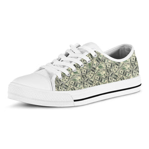 US Dollar Print White Low Top Shoes