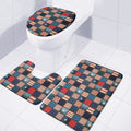 USA Denim Patchwork Pattern Print 3 Piece Bath Mat Set