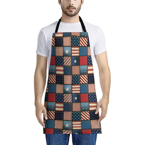 USA Denim Patchwork Pattern Print Apron