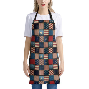 USA Denim Patchwork Pattern Print Apron