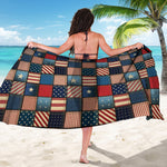 USA Denim Patchwork Pattern Print Beach Sarong Wrap