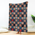 USA Denim Patchwork Pattern Print Blanket