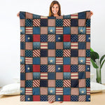 USA Denim Patchwork Pattern Print Blanket