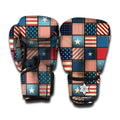 USA Denim Patchwork Pattern Print Boxing Gloves