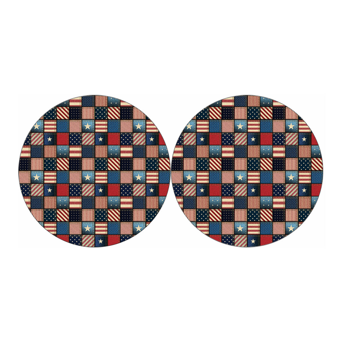 USA Denim Patchwork Pattern Print Car Coasters