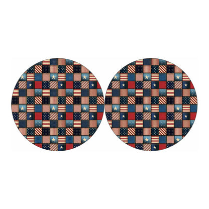 USA Denim Patchwork Pattern Print Car Coasters