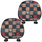 USA Denim Patchwork Pattern Print Car Headrest Covers