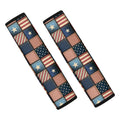 USA Denim Patchwork Pattern Print Car Seat Belt Covers