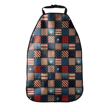 USA Denim Patchwork Pattern Print Car Seat Organizers