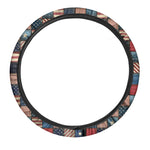 USA Denim Patchwork Pattern Print Car Steering Wheel Cover