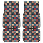 USA Denim Patchwork Pattern Print Front and Back Car Floor Mats