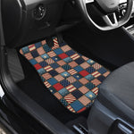 USA Denim Patchwork Pattern Print Front and Back Car Floor Mats