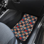 USA Denim Patchwork Pattern Print Front and Back Car Floor Mats