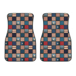 USA Denim Patchwork Pattern Print Front Car Floor Mats