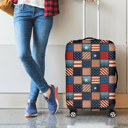 USA Denim Patchwork Pattern Print Luggage Cover