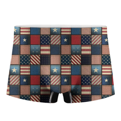 USA Denim Patchwork Pattern Print Men's Boxer Briefs