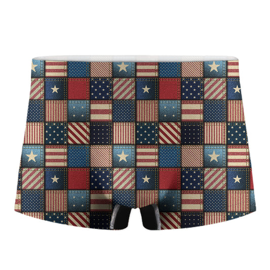 USA Denim Patchwork Pattern Print Men's Boxer Briefs