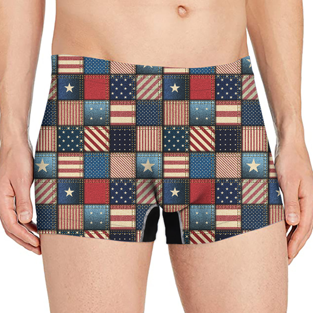 USA Denim Patchwork Pattern Print Men's Boxer Briefs