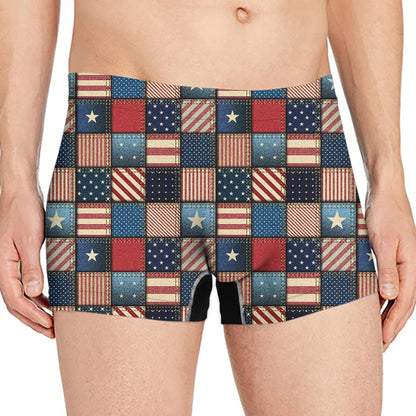 USA Denim Patchwork Pattern Print Men's Boxer Briefs