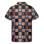 USA Denim Patchwork Pattern Print Men's Short Sleeve Shirt