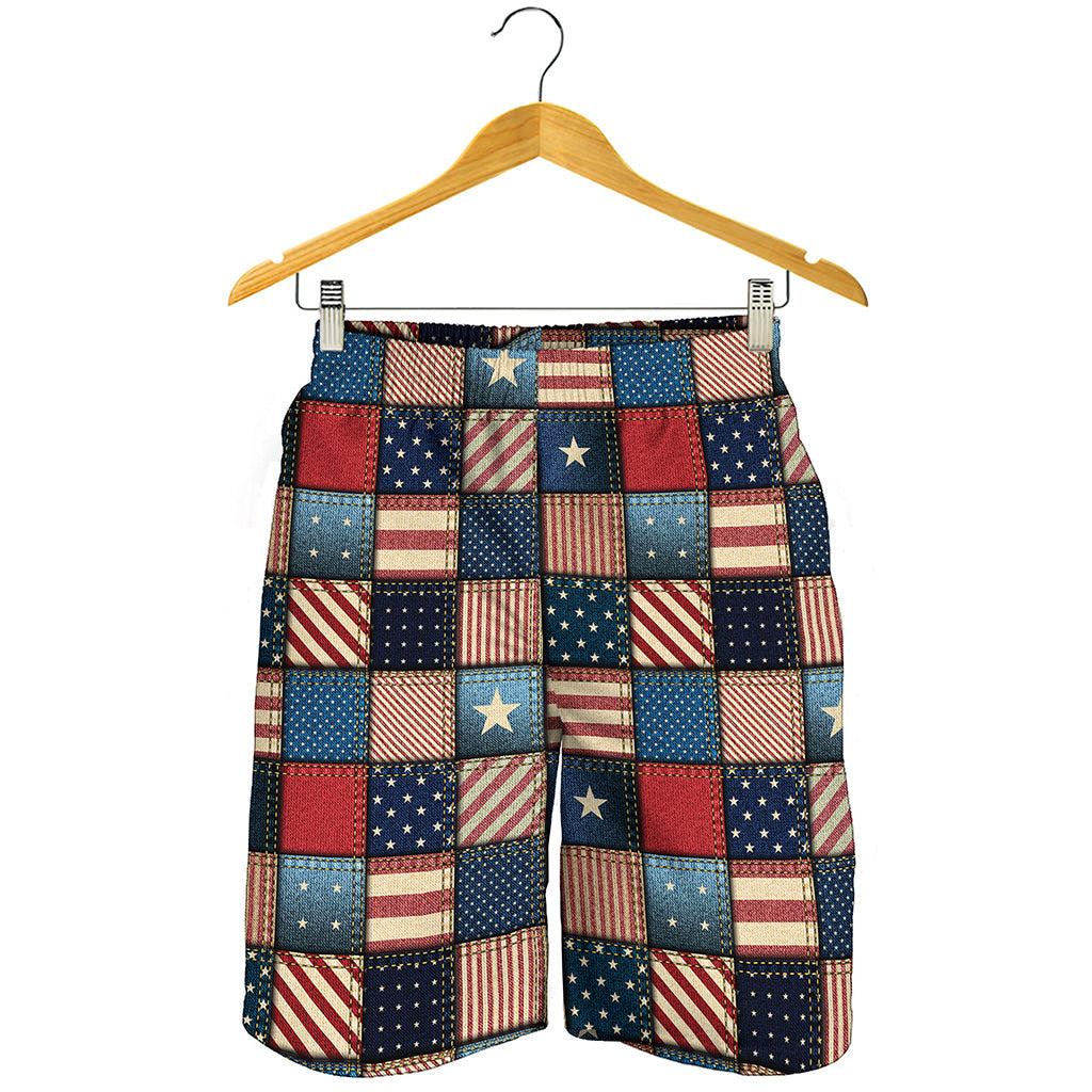 USA Denim Patchwork Pattern Print Men's Shorts