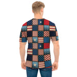 USA Denim Patchwork Pattern Print Men's T-Shirt