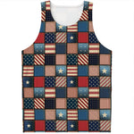 USA Denim Patchwork Pattern Print Men's Tank Top