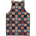 USA Denim Patchwork Pattern Print Men's Tank Top