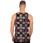 USA Denim Patchwork Pattern Print Men's Tank Top