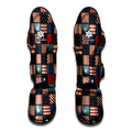 USA Denim Patchwork Pattern Print Muay Thai Shin Guards