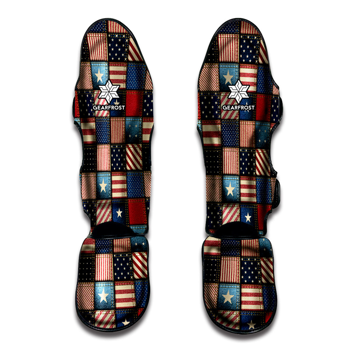 USA Denim Patchwork Pattern Print Muay Thai Shin Guard