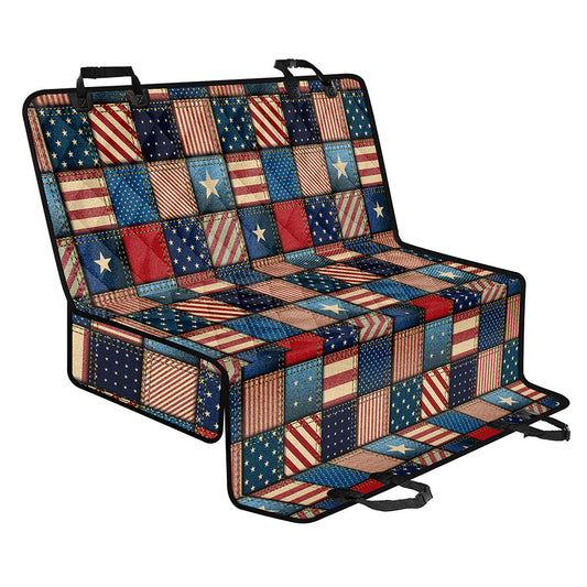 USA Denim Patchwork Pattern Print Pet Car Back Seat Cover