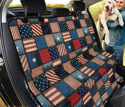 USA Denim Patchwork Pattern Print Pet Car Back Seat Cover