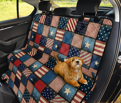 USA Denim Patchwork Pattern Print Pet Car Back Seat Cover