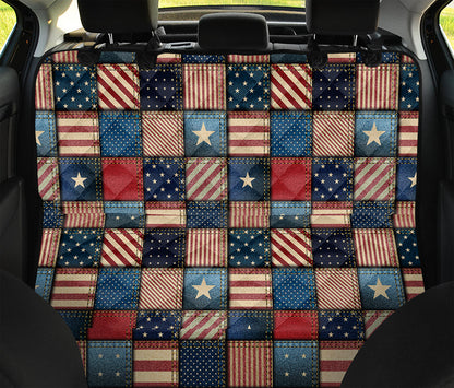 USA Denim Patchwork Pattern Print Pet Car Back Seat Cover