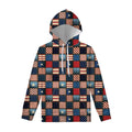 USA Denim Patchwork Pattern Print Pullover Hoodie